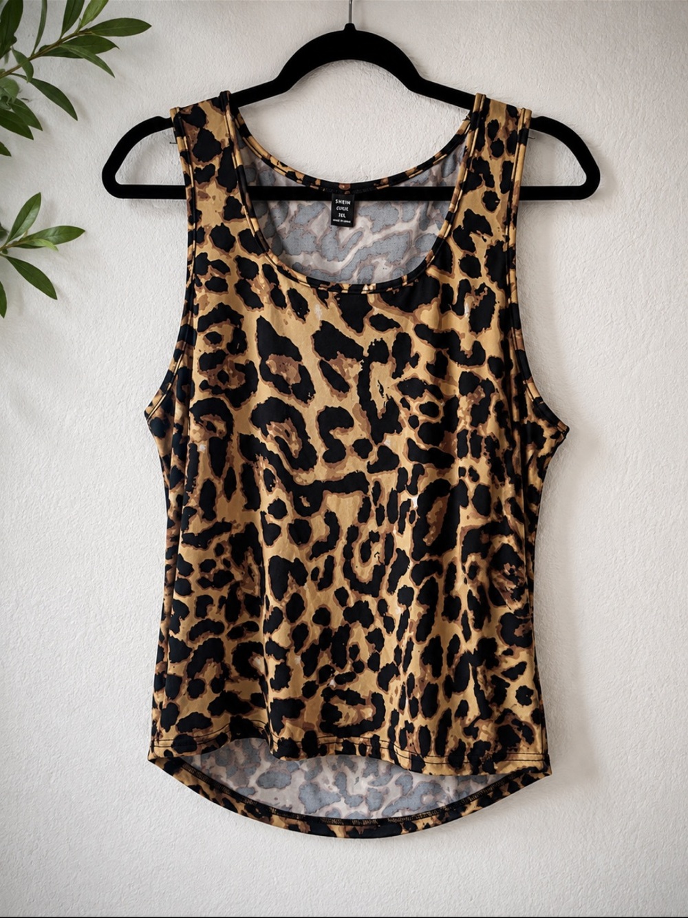 SHEIN Curve Leopard Print Ruched Side Tank Top Size 1XL